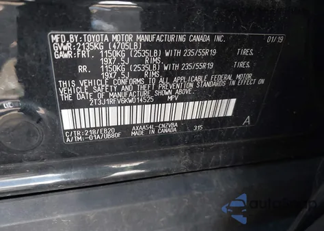 2019 Toyota Rav4 Adventure z USA, uszkodzony, nr VIN 2T3J1RFV6KW014525